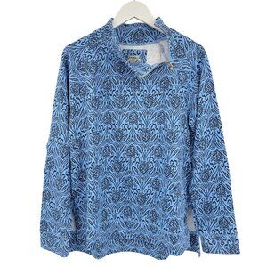 Lilly Pulitzer Playa Bonita pull over 1/4 zip size large blue sea turtle print N